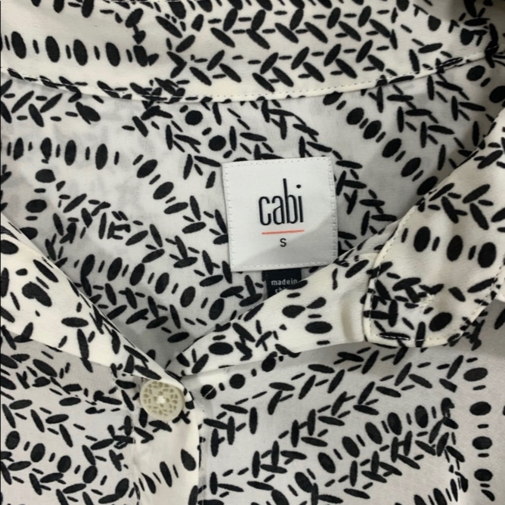 Black White Cabi Split Button Down Print Blouse - image 6